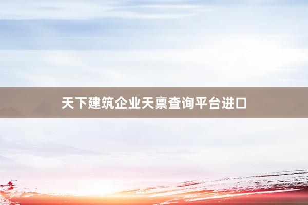 天下建筑企业天禀查询平台进口