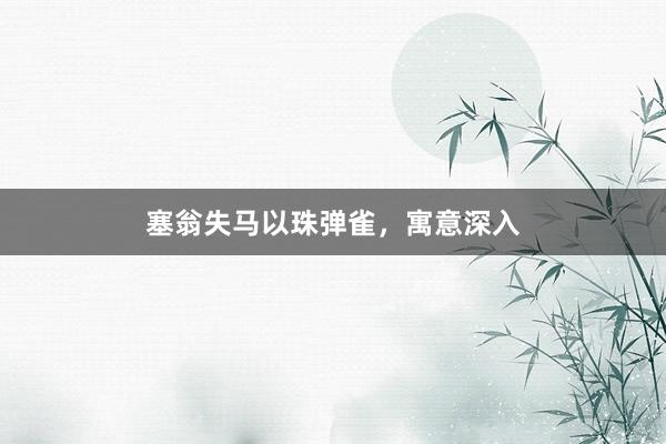 塞翁失马以珠弹雀,寓意深入